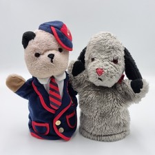 Sooty Plush Hand Puppets X2 Vintage 1980s TV 10" Soft Toys Cousin Scampi & Sweep