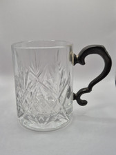Lead Crystal Beer Tankard Half Pint White Metal Handle