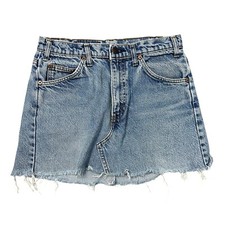 Levis Mini Denim Skirt Retro Button Pockets Blue Womens 30