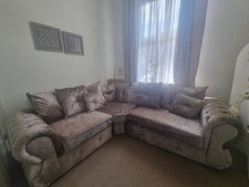 Plush Velvet Mink Corner Sofa Settee Couch Living Room Furniture ex display