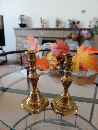 Victorian brass candlesticks - brass,