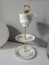 Small cake stand, cupcake afternoon three tier china display stand floral Decor