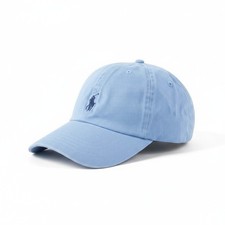 RALPH LAUREN Men Cap OS Light Blue Embroidered Logo Cotton Baseball Unisex *
