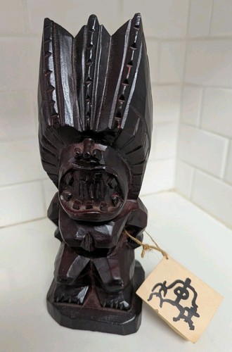 Carved joyful hawaiian tiki - joyful,