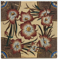 Antique Fireplace Tile Transfer Print & Tint Floral C1900 AE1