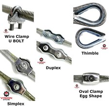 SIMPLEX DUPLEX EGG SHAPE U BOLT THIMBLE STEEL WIRE GRIPS CLAMP CLIPS ROPE CABLE