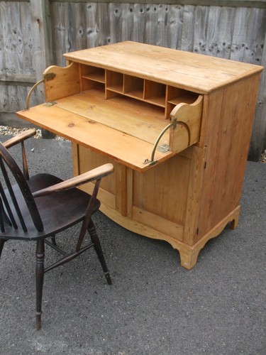 Antique pine bureau secretaire