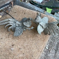 2x Vintage Pewter Solid Statue