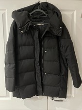 Mango Black Padded, Hooded, Water Repellent Down Coat, XS - Oversized, RRP £90