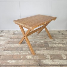 Vintage Pine X Frame Trestle Table | Farmhouse Pine Kitchen Dining Table Desk