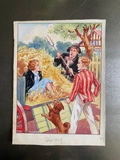 1 X ORIGINAL ARTWORK VINTAGE  book ILLUSTRATION - ADVENTURE FAMOUS 5 ETC.