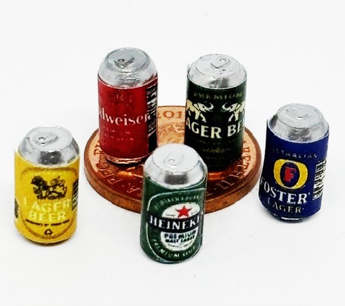 Dolls house beer cans tins - house,