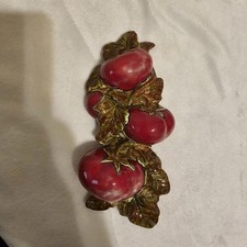 Vintage Hand Painted Vine Red Tomatoes Kitchen Wall Decor. 7.5x3.5 In. 