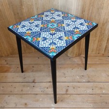 Fab Vintage Retro Mid Century Modern Mexican Talavera Handmade Small Tiled Table