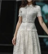 Lace midi white dress gown - midi,