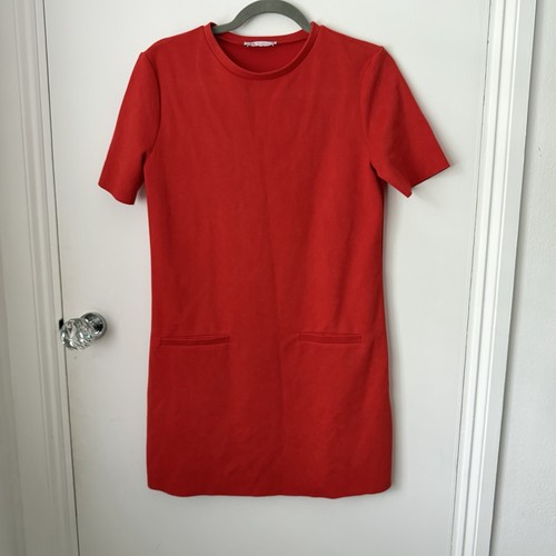 Zara red short sleeve shift - red,