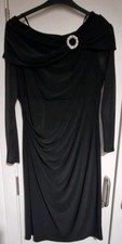 Michaela Louisa Black Evening Dress Size Uk 16 Removable Brooch New Without Tags