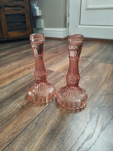 2pcs vintage pink - glass, candle