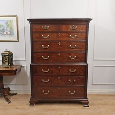 Antique Chest on Chest Chippendale Period Georgian Mahogany 8 Drawers Restored