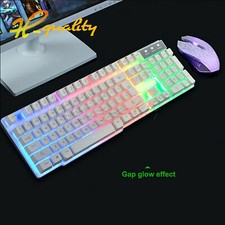 T6 Rainbow Backlit USB Wired Gaming Keyboard Mouse Pad Set For PS4 PS3 XBOX PC