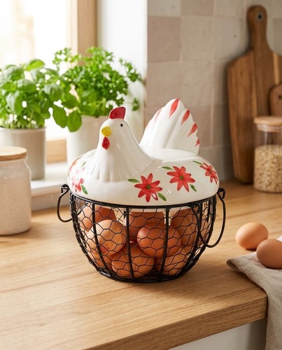Ceramic chicken hen - hen, egg