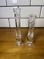 Pair Signed Cut Glass Bud