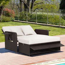 Patio Rattan Daybed Set Wicker