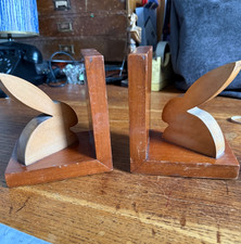Vintage Wooden Rabbit Bookends
