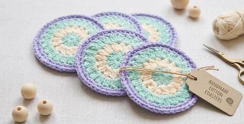 Handmade crochet coaster eco - crochet,