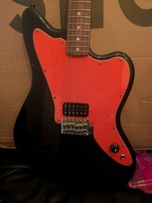 Squier Jagmaster II Black With Red Pickguard And Invader Clone Pickup