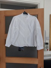 Zara White Frilly Blouse Size Eur L