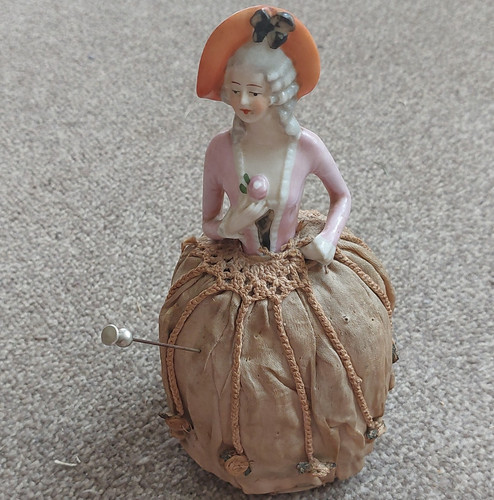 Vintage porcelain half doll - half,
