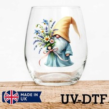 Floral Gnome 8pcs UV DTF Stickers - Glass Laptop Tumbler Cup bv64