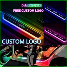 2/4x Custom  Made LED Logo Front/Rear Car Door Sill Light Wireless Auto-Sensing