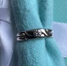 Tiffany & Co. Paloma Picasso 18K White Gold Diamond Puzzle Ring UK N, USA 6.5 