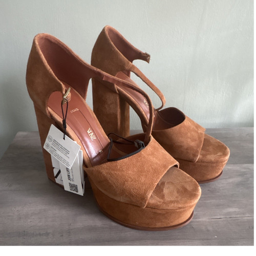 Zara brown suede platform - suede,