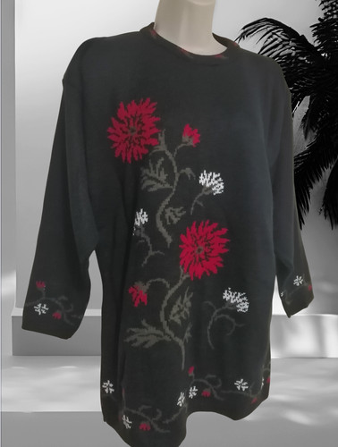 Vintage black 1980 floral - vintage,
