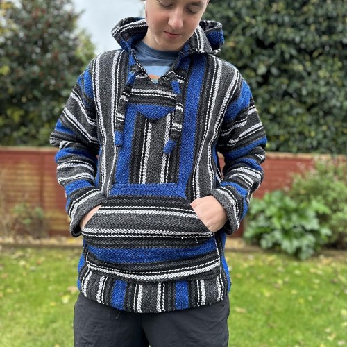 Festival poncho blue - festival, knitted