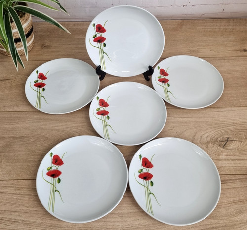 Dunelm red poppy side - 6, plates