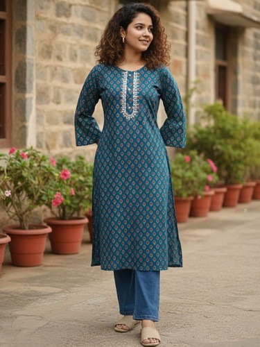 Indian women teal blue - indian,