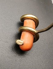 Victorian Coral Stick Pin Gold Tone No Mark Lovely Abstract Design 