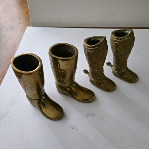 Vintage brass boot bud - bud, vases