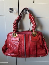 Chloe Heloise Red Leather Handbag with Gold Hardware Very Good Condition
