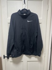 Nike FIT Storm Zip Jacket Black Large With Hidden Hood Grey Label Vintage