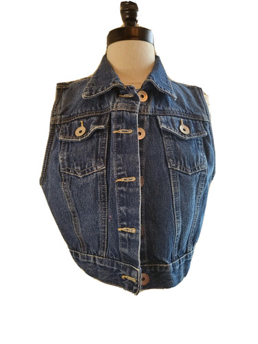 Vtg bongo cropped denim vest - denim,