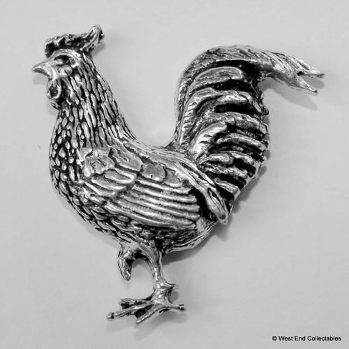 Chicken pewter pin - chicken, brooch