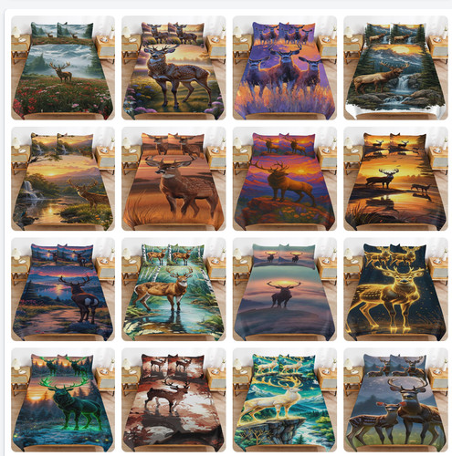Sunset horse elk deer doona - horse,