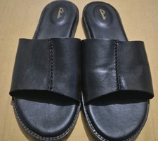 Clarks Karsea Mule Ladies Black Leather Sandals Slip On Shoes Uk 6 