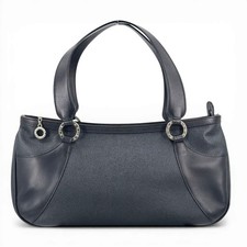 Auth BVLGARI Black Leather