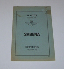 SABENA STATUTS STATUTEN December 1958 BOOKLET Pub M73 In Flemish/French STATUTES